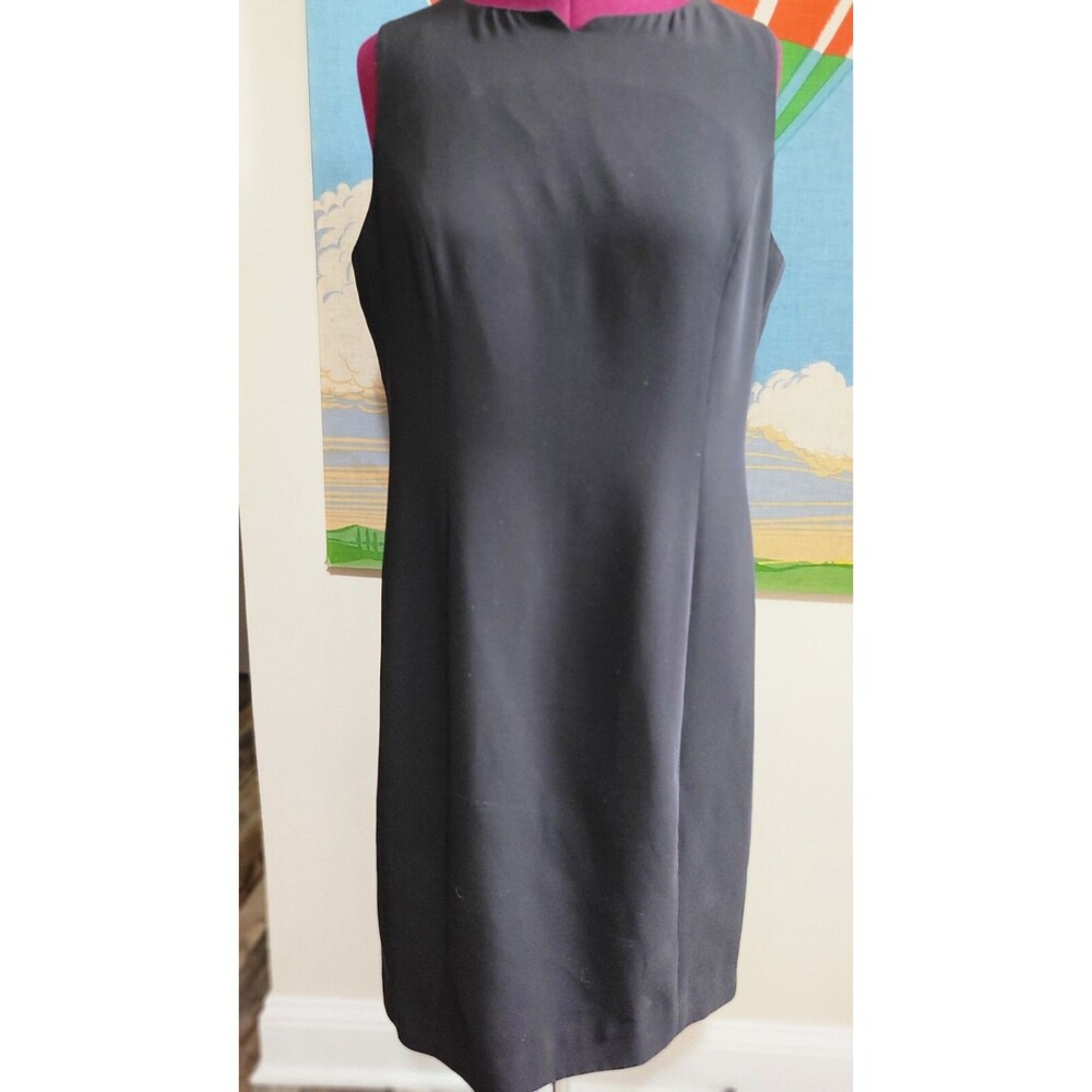 Style & Co Women’s 16 Black Sleeveless Midi Dress Retro Neckline Zip Back LBD